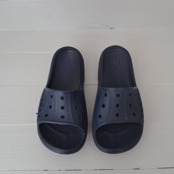 CROCS Sandals Navy Blue Women's 9 Men's 7 Slip On Shoes Summer - Picture 2 of 8